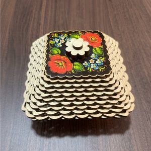 Wooden Jewelry Box With Poppies Flowers